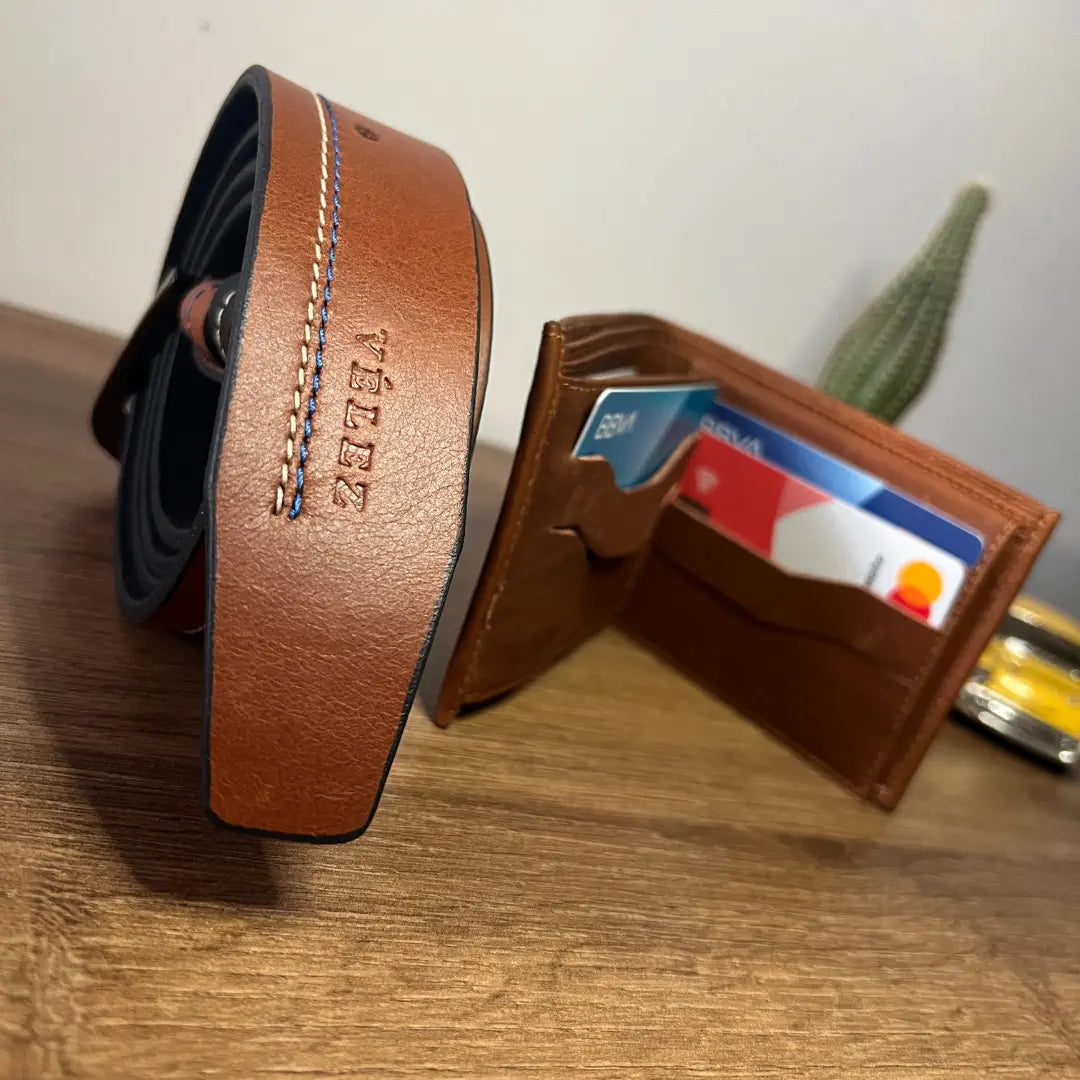 COMBO BILLETERA + CORREA 100% EN CUERO GENUINO